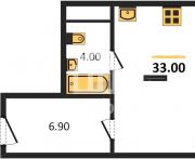 Продам 1-комнатную квартиру в новостройке, 33кв.м., 1/18-этажного дома,  Нижняя Дуброва, д. 46,корп.7